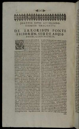 Joannis Rivii Atthendoriensis Tractatus De Erroribus Pontificiorum. Seu De Abusibus Ecclesiasticis.