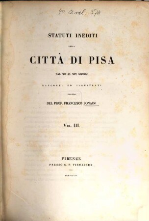 Statuti inediti della città di Pisa : dal XII al XIV secolo, 3