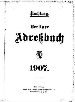 Nachtrag Berliner Adreßbuch 1907