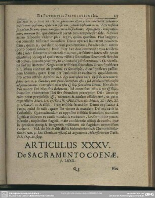 Articulus XXXV. De Sacramento Coenae