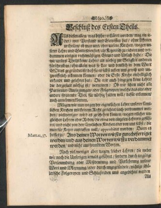 Beschluß des Ersten Theils.