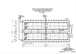 Mastschweinestall (2 x 400 Mastplätze) M 1: 200