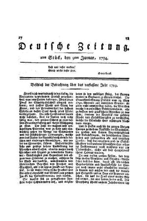 Beschluß der Betrachtung über das verflossene Jahr 1793