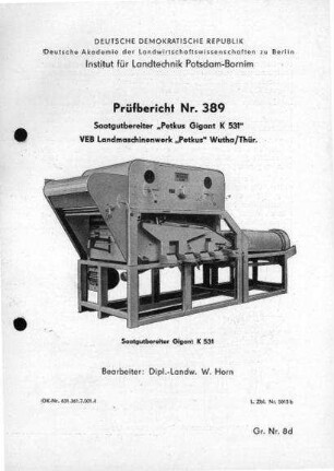 Saatgutbereiter „Petkus Gigant K 531"