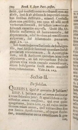 Sectio II. De Jubilaeo.