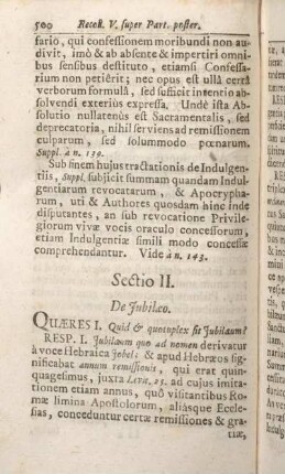 Sectio II. De Jubilaeo.