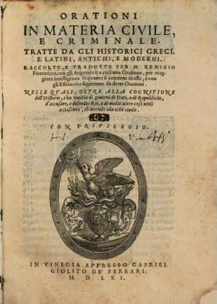 Orationi In Materia Civile, E Criminale