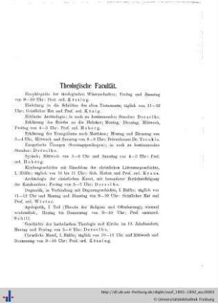 Theologische Facultät.
