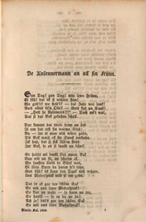 Plattdütsche Volks-Kalenner : for ..., 2. 1859