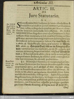 Artic. III. De Jure Statuario