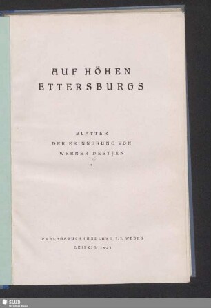 Auf Höhen Ettersburgs : Blätter der Erinnerung