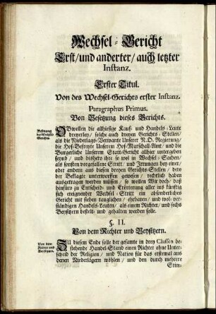 Wechsel-Bericht. Erst / und anderter / auch letzter Instanz.