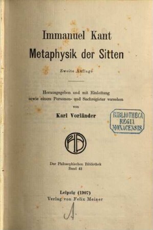 Metaphysik der Sitten