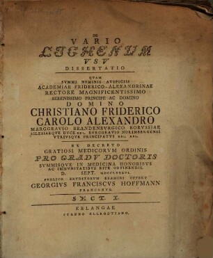 Georg. Franc. Hoffmann Med. Doct. De Vario Lichenum Usu Commentatio. 1