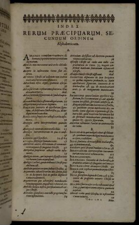 Index Rerum Præcipuarum, Secundum Ordinem Alphabeticum.