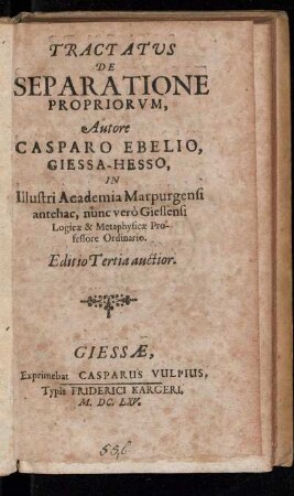 Tractatus De Separatione Propriorum