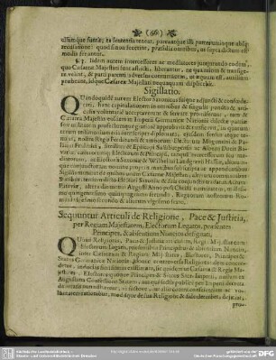 Sequuntur Articuli de Religione, Pace & Justitia, per Regiam Majestatem, Electorum Legatos, praesentes Principes, & absentium Nuncios designati