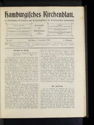 Nr. 23. Hamburg, 4. September 1904. 1. Jahrgang.