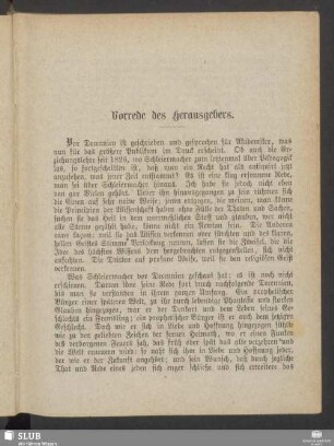 Vorrede des Herausgebers
