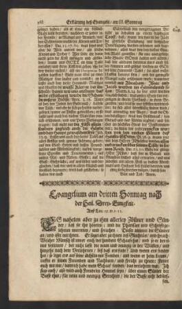 Evangelium/ am dritten Sonntag nach der H. Drey-Einigkeit. ...