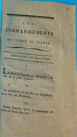 Les commandements du clergé de France