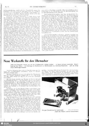 Neue Werkstoffe für den Uhrmacher