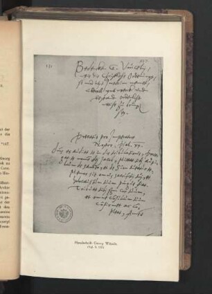 Handschrift Georg Witzels.