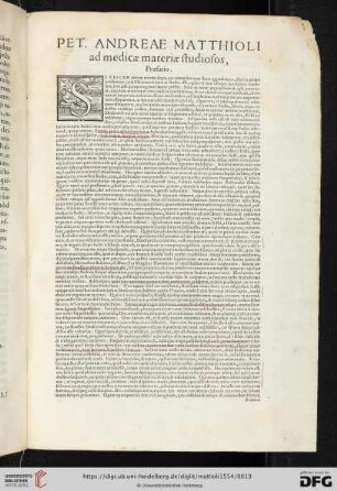 Pet. Andreae Matthioli ad medicae materiae studiosos