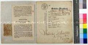 Gesindedienstbuch für Ottilie Haeckel geb. Liebig aus Petersdorf als Kinderfrau, Küchenmädchen, Wirtschafterin und Köchin