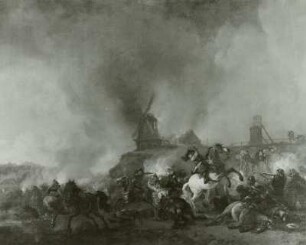 Philips Wouwerman: Das Reitergefecht vor der brennenden Windmühle