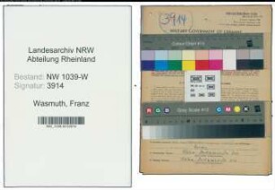 Entnazifizierung Franz Wasmuth , geb. 01.09.1907 (Arbeiter)