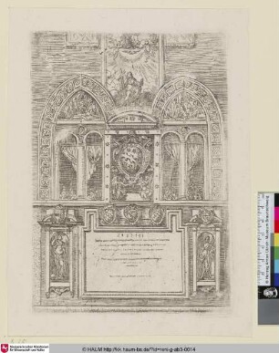 [La facade du palais public; Facade of a Palace with Papal Coat of Arms; Palastfassade mit dem Papstwappen]