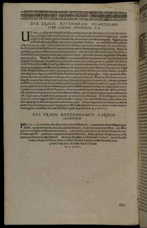 Des. Erasm. Roterodam. Clarissimo Viro Carolo Montioio S.D.