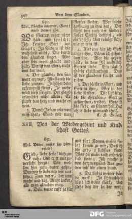 XVII. Von der Wiedergeburt und Kindschaft Gottes.