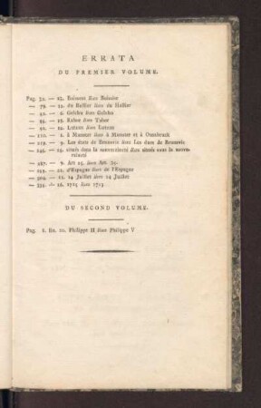 Errata du Premier Volume