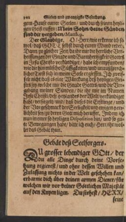 Gebät deß Seelsorgers.
