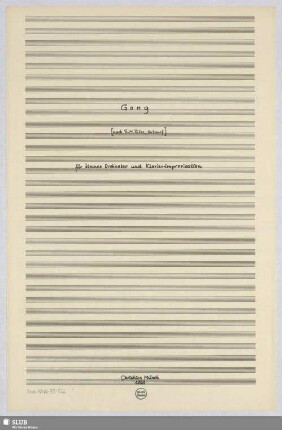 Gong - Mus.15480-ZZ-526 : für kleines Orchester und Klavierimprovisation