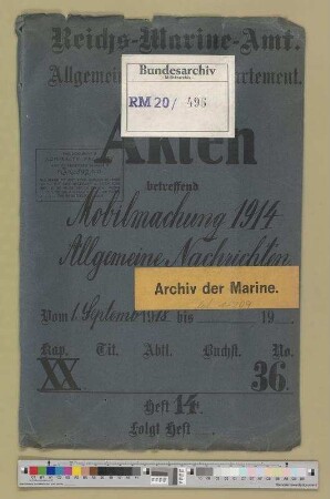 Mobilmachung 1914.- Allgemeine Nachrichten