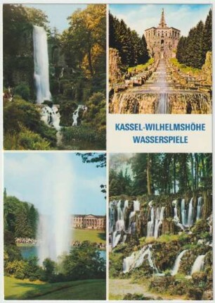 Kassel Wilhelmshöhe Herkules - Große Fontäne mit Schloß Aquädukt - Steinhöfer Wasserfall