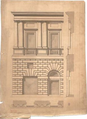 Hofmann, Theobald; Renaissancepalast, Bauaufnahme - Detail, Schnitt