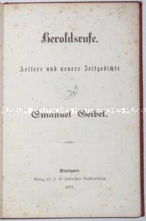 Gedichtsammlung von Emanuel Geibel