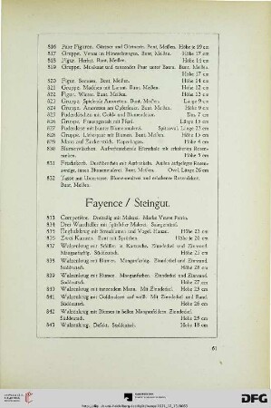 Fayence / Steingut (Nr. 833-864)