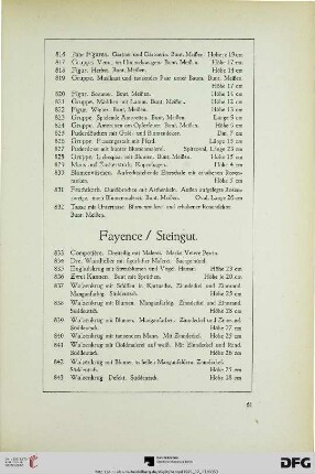 Fayence / Steingut (Nr. 833-864)