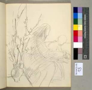 Irmengard Bahle mit Kind und Vase