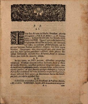 An Haereticorum Patriarchae, Philosophi? : ex illo Tertulliani adv. Hermogenem, c. VIII. ad illustr. S. Pauli Coloss. II, 8. monitum