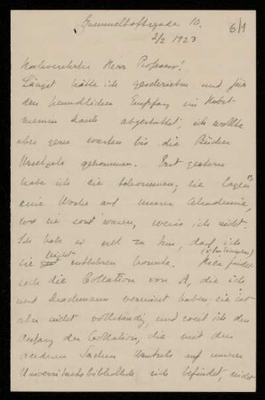 Nr. 6 Brief von Ada Adler an Ulrich von Wilamowitz-Moellendorff. Ohne Ort [Kopenhagen], 2.2.1923