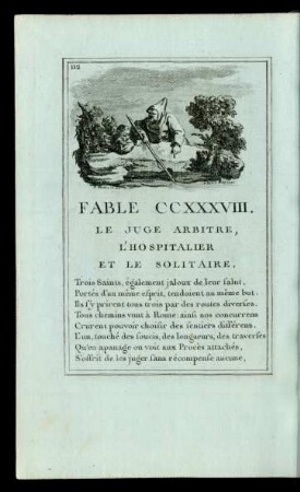 Fable CCXXXVIII. Le Juge Arbitre, L'Hospitalier Et Le Solitaire.