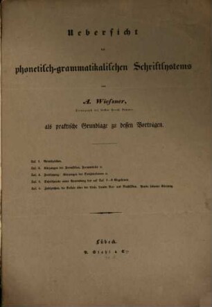 Uebersicht des phonetisch-grammatikalischen Schrifsystems