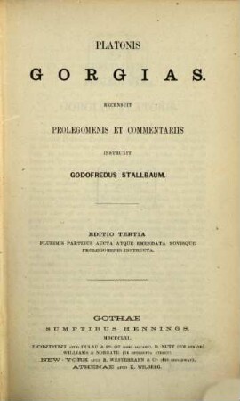 Platonis Opera omnia, Vol. 2, Sect. 1. Gorgias