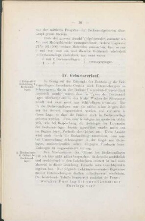 IV. Geburtsverlauf.